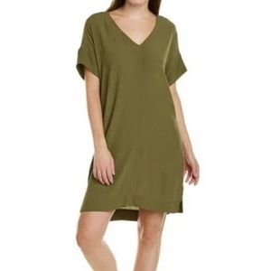Madewell Olive Green Short Sleeve V Neck Casual Pullover Shift Dress